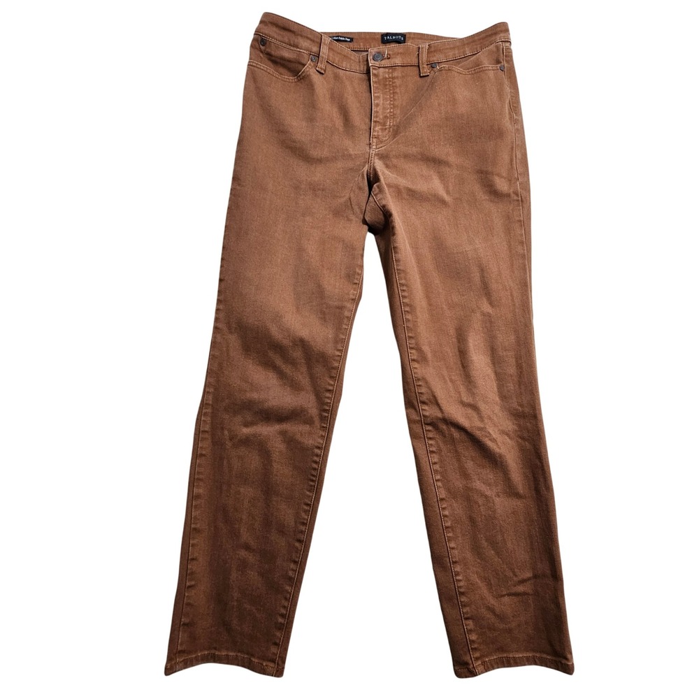 Talbots Slim Ankle Jean Womens 12 Brown Stretch Tapered Denim Pants